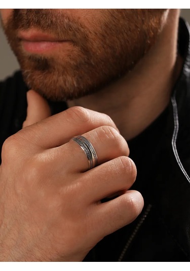 Serebranyj Dom Ortodoks Yüzük Geniş Gümüş 925 9888272 Gri