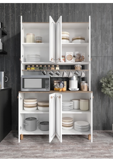 Stella Bohem Tarzda Kahve Köşesi Ceviz, Erzak Dolabı Kiler Dolabı