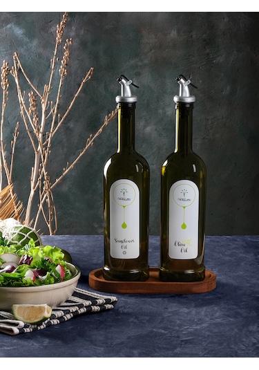Amber 2'li 750 ml Zeytinyağı ve Sıvıyağ Yağdanlık Şişesi Ayçiçekyağı,Yağlık*Stantsız fb
