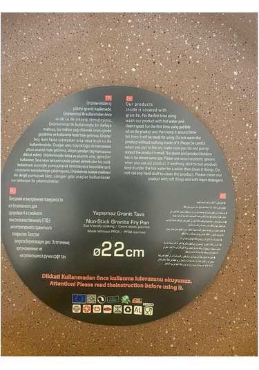 Oms Granit Cam Kapaklı Derin Tencere Kahve 22 CM