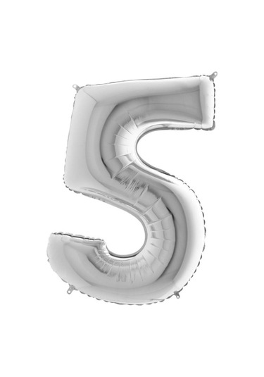 Nedi Folyo Balon 100 Cm Rakam Şişirilmemiş Gümüş 5 Rakamı