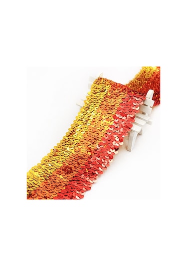 Zp000875 9 Satır Elastik Pullu Dantel Dokuma Dıy Giyim Aksesuarları, Uzunluk: 5m, Genişlik: 7.5cm Üç Renkli