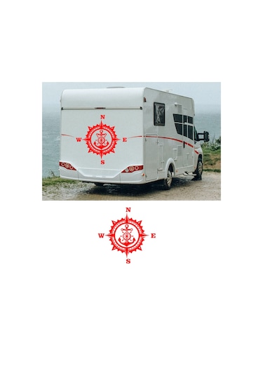 30 X 30 cm - Gemi Çapası Pusula Off Road Karavan Sticker