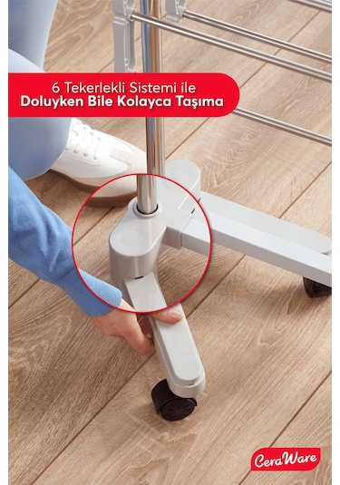 Ceraware 4 Katlı Çamaşırlık Lüks Çamaşır Kurutma Askılığı Gri
