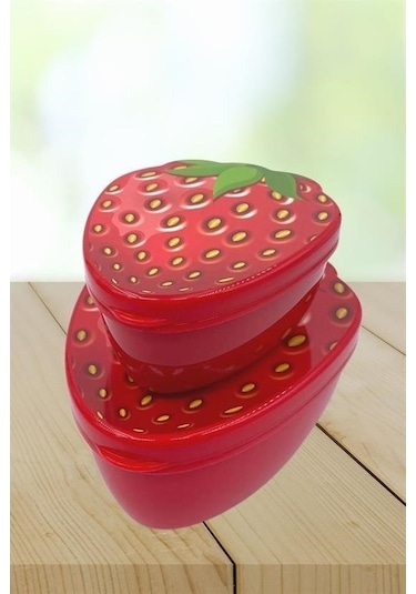 Buffer 2'li İç İçe Geçebilen Çilek Model Saklama Ve Beslenme Kabı Seti 550 Ml + 250 Ml Çok Renkli