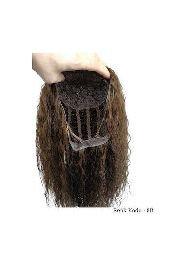 Peruk Ankara Fiber Sentetik Afro Su Dalgası Peruk Kumral No-8b