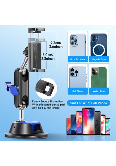Ximistore9 Araç İçin Süspansiyon Tutucu, 360 Döner İki Toplu Tasarım, Akıllı Telefon Klem'i 6-9.3cm , İphone Ve Android Uyumlu