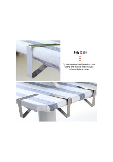 Xiyyadms Paslanmaz Çelik 6'lı Masa Örtüsü Kıskacı - Dış Mekan, Restoran, Piknik İçin Pratik Tutucu Diğer