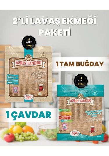 2'li Paket 1 Paket Ekşi Hamurlu Tam Buğday Lavaş Ekmeği - 1 Paket Ekşi Hamurlu Çavdar Lavaş Ekmeği