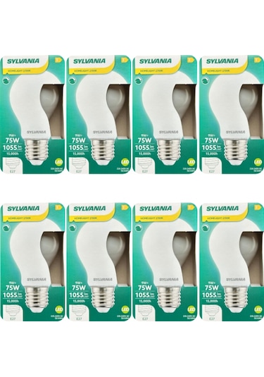 8 Adet Sylvania 9w 75w 2700k Sarı Işık Dim Edilebilir E27 Duylu Kalın Duy Soft Led Ampul