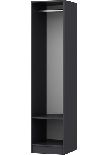 Minar Kale 1 Kapaklı Dolap Çizgili Mebran 190cm - Antrasit/kumtaşı - Askılıklı Çok Renkli