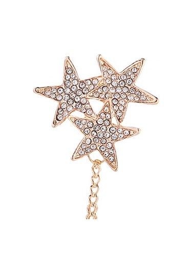 Homyl Parlak Taklidi Beş Köşeli Yıldız Broş Pin Rozeti Şık Erkek Altın