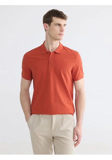 Lc Waikiki Turuncu Polo Yaka Pike Erkek Tişört