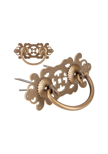 2 Adet Oymalı Bakır Kulp Kitaplık Dolap Çekmece Aksesuarı Huiliang