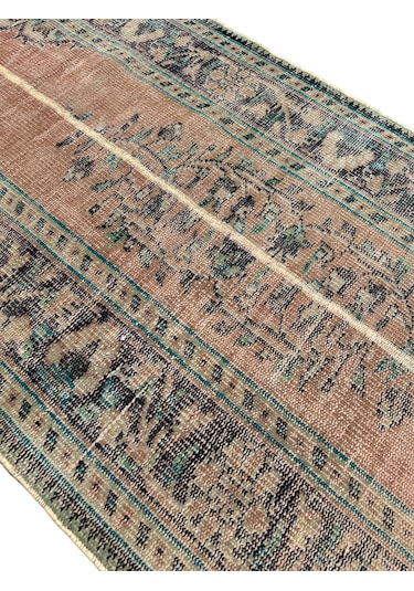 Patchwork Eskitme Halı 90x280 Turuncu %100 Yün Vintage Yolluk Turuncu