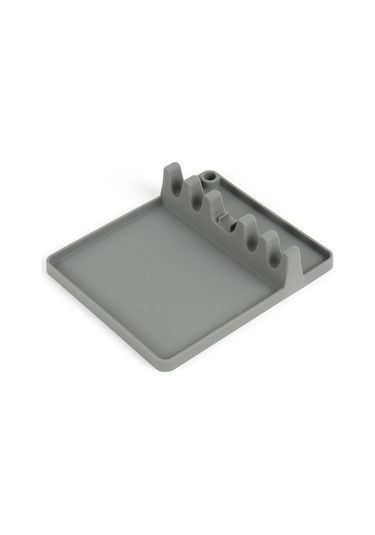 2'si 1 Arada Mutfak Silikon Kaşıklık Raf Gri Gri