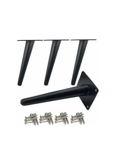 Flybuy Eğik Metal Dolap Ayakları, 201 Paslanmaz Çelik, Kaymaz Siyah, 25cm Yükseklik, 4 Adet Masa/kanepe Ayakları -