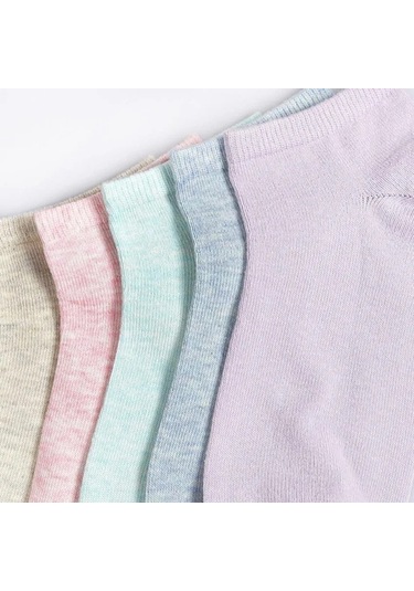 Bolero 5'li Soft Renkli Yazlık Düz Kadın Patik Çorap Çok Renkli