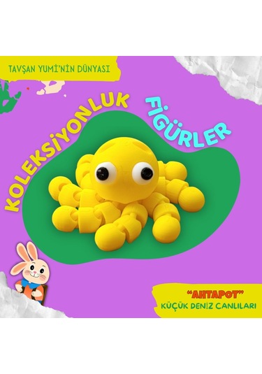 Tavşan Yumi Küçük Deniz Canlıları Koleksiyonu- 4 Parça 5-7 Cm Hareketli Oyuncaklar Ve Bilgilendirici Kartlar "