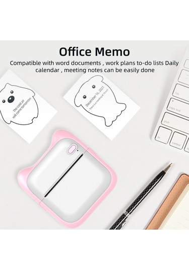 Tenfowee A31 Mini El Tipi Termal Yazıcı, Bluetooth İle Fotoğraf-not-liste Baskısı, 6 Adet 57x25mm Kağıt, Dahili Pil, Pembe