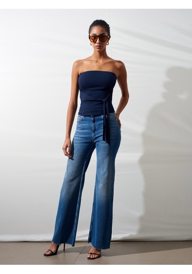 Dilvin 32841 Bağlamalı Bandeau Top-k.lacivert