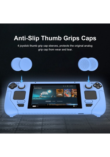 Steam Deck Oyun Denetleyicisi İçin 4 Adet Anahtar Kapaklı Yumuşak Silikon Koruyucu Kapak Kılıfı Parlak Mavi
