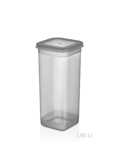 Porsima 432 Gr 6lı Etiketli Kare Un Erzak Bakliyat Saklama Kabı Takımı Seti 1.90 Lt - Gri Gri