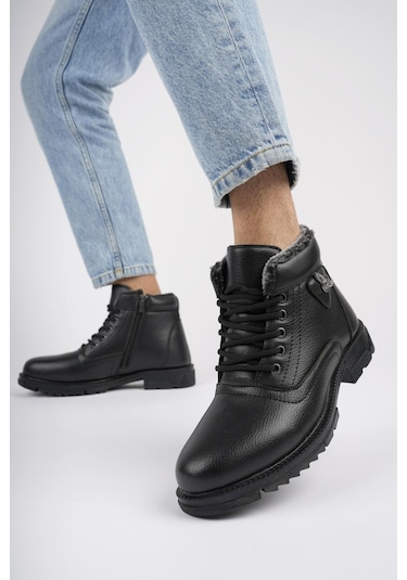 Muggo Canyon Garantili Bağcıklı Fermuarlı İçi Kürklü Erkek Kışlık Bot 001