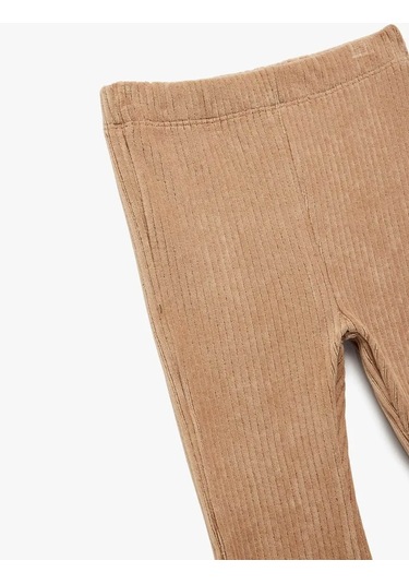 Koton Beli Lastikli Basic İspanyol Paça Kadife Kahverengi Kız Bebek Tayt 6wmg40075ak Kahverengi