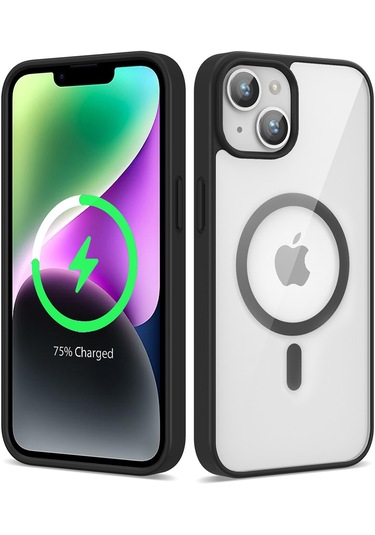 Zeyline iPhone 14 Uyumlu Magsafe Wireless Şarj Özellikli Silikon Zore Ege Kapak-siyah