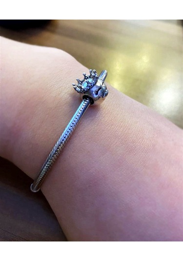 Kadın Prenses Temalı Taş Detaylı Gümüş Charm