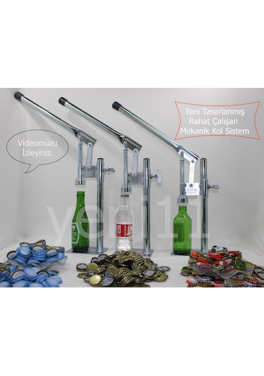 Gazoz Soda Kapağı Kapatma Makinesi + 500 Kapak Şişe Kapatma Aleti