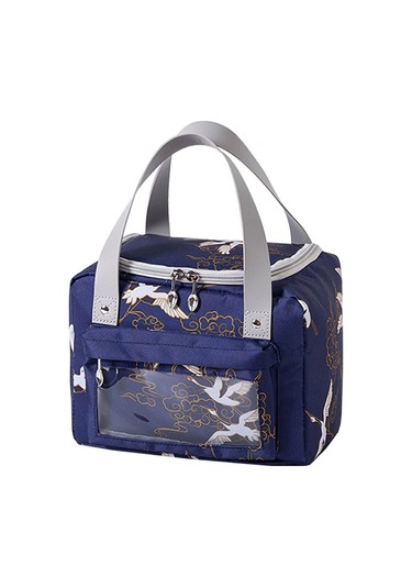 Cbtx Yalıtımlı Öğle Yemeği Çantası Polyester Açık Hava Piknik Kamp Yiyecek Saklama Çantası Çanta - Lacivert + Vinç Lacivert