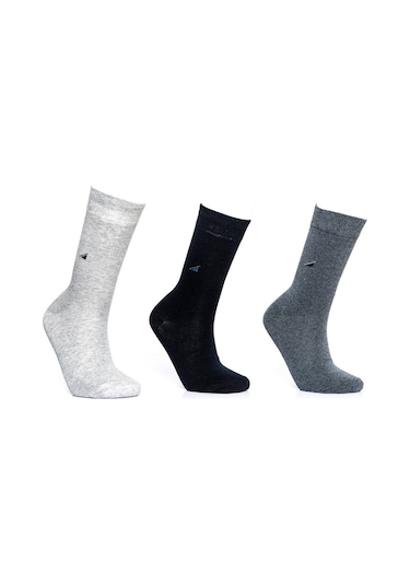 Erkek 12 Çift Pamuklu Küçük Arma Desen Asortili Çorap Soket Siyah