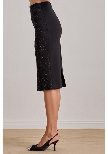 Midi Siyah Örme Etek Siyah