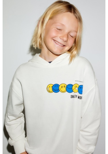 Unisex Çocuk Siyah Beyaz Renk Alt Üst Eşofman Takımı Emoji Detaylı Siyah - Beyaz