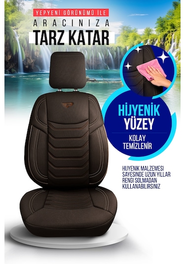 Kahve Panda Manavgat Serısı Lakos Kumaş Oto Koltuk Kılıfı - Tam Set