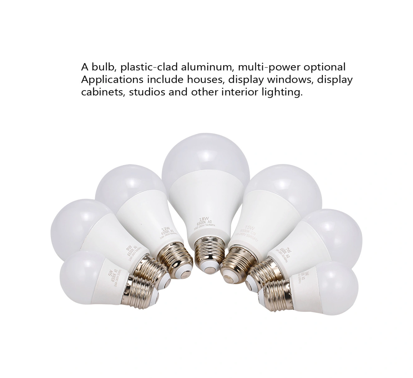 Folinda 12w Led A Ampülü, 6500k Beyaz Işık, 15 Led, E26/e27, Ac160-265v, Plastik-alüminyum, Ev & Ticari Aydınlatma