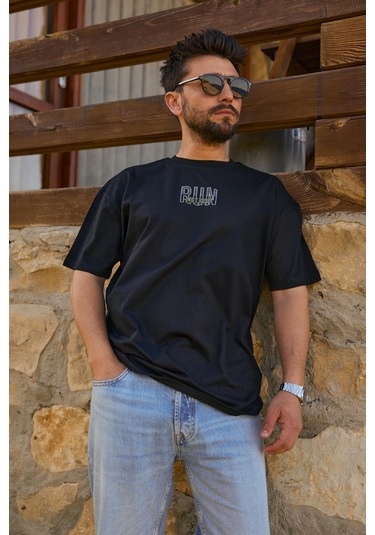 Velvoria Unisex Oversize Siyah Run T-shirt