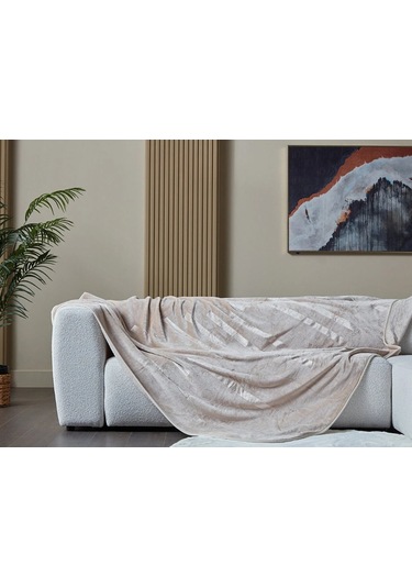 Doqu Embos Battaniye Perlina Çift Kişilik Krem