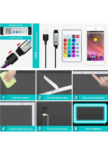 1 M-30 M Usb Led Çubuk Işığı Rgb 5050 Bluetooth Bant Noel Odası Dekorasyon İçin Led L Masaüstü Ekran Tv Led Aydınlatmalar 56669198