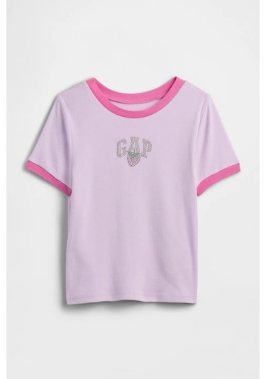 Gap Kız Çocuk Ringer Grafik Baskılı Lila T-shirt-14925