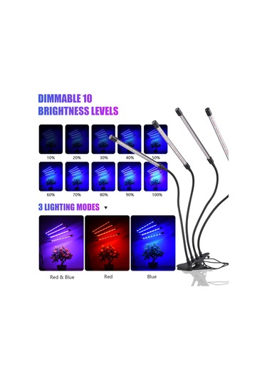 Xindoker 40w 84leds Dört Kafa Bitki Büyüme Lambası - 10 Seviye Parlaklık, 3/9/12saat Zamanlama, Kırmızı/mavi/kırmızı+mavi Modları Diğer