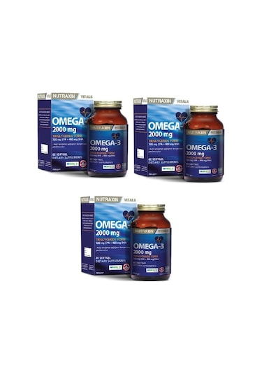 Nutraxin Omega 3 Balık Yağı Omega 3 2000 Mg 60 Softgel Kapsül 3 Adet