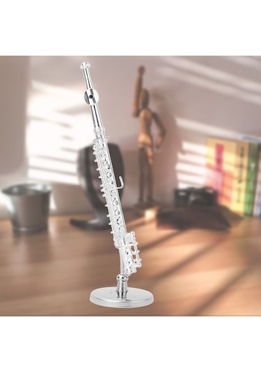 Springsun 11 Cm Gümüş Renkli Müzik Enstrümanı Modeli - Ev Ofis Dekorasyonu Hediyelik Çelik Kutuyla