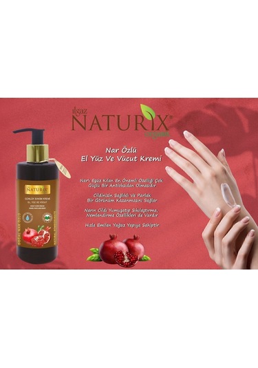 Naturix Tuzsuz Keratin Şampuan 600 ML + Keratin Saç Kremi 500 ML + Nar Özlü El Yüz ve Vücut Kremi 250 ML