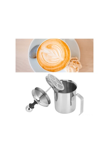 Maiyame 304 Paslanmaz Çelikten Manuel Süt Köpürtücü, Kolay Ve Hızlı Espresso Köpük Yapımı İçin Ergonomik Tasarım Gümüş