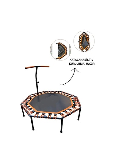 Sekizgen Katlanabilir Trambolin Ev Tipi Katlanır Zıplama Turuncu Trambolin