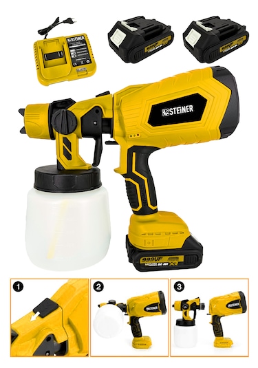 Steiner ST-999VF Çift Akülü Şarjlı Püskürtme Boya Tabancası Sarı