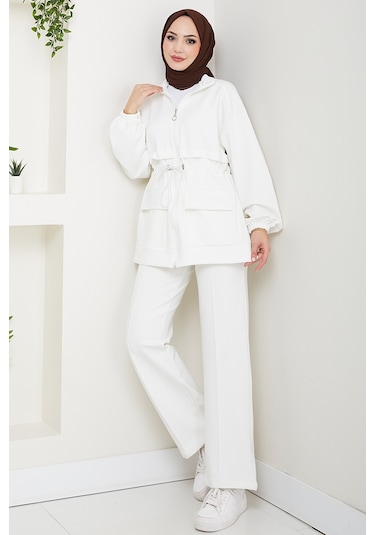 Kapak Cepli Oysho İkili Takım 1652 - Beyaz Beyaz